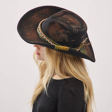 Load image into Gallery viewer, Distressed Fabric Band Rustic Cowgirl Fedora Hat