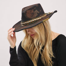 Load image into Gallery viewer, Distressed Fabric Band Rustic Cowgirl Fedora Hat