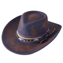 Load image into Gallery viewer, Distressed Fabric Multi Band Cowgirl Fedora Hat
