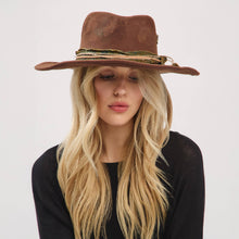 Load image into Gallery viewer, Distressed Fabric Band Cowgirl Fedora Hat