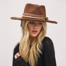 Load image into Gallery viewer, Distressed Fabric Band Rustic Cowgirl Fedora Hat