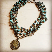 Load image into Gallery viewer, African Turquoise Collar-Length Necklace Indian Buffalo Coin 250t