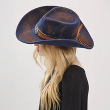 Load image into Gallery viewer, Distressed Fabric Band Cowgirl Fedora Hat