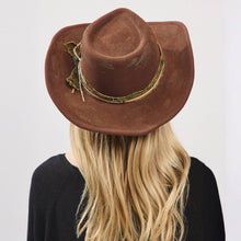 Load image into Gallery viewer, Distressed Fabric Band Cowgirl Fedora Hat