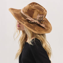 Load image into Gallery viewer, Rustic Cowgirl Feather and Band Fedora Hat