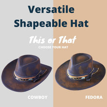 Load image into Gallery viewer, Distressed Fabric Multi Band Cowgirl Fedora Hat