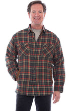 Load image into Gallery viewer, Men's Sherpa Lined Flannel Shirt Jacket - Green Red Tan