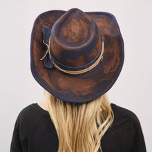 Load image into Gallery viewer, Distressed Fabric Multi Band Cowgirl Fedora Hat