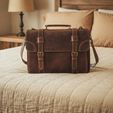 Load image into Gallery viewer, Lambskin Satchel Briefcase - Aerosquadron Brown
