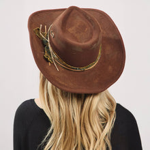 Load image into Gallery viewer, Distressed Fabric Band Cowgirl Fedora Hat