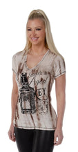 Load image into Gallery viewer, Tailored West Liberty Wear Smooth as Aged Whiskey short sleeve v-neck Top
