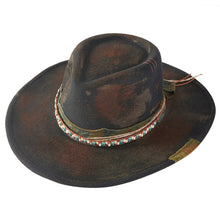 Load image into Gallery viewer, Distressed Fabric Band Rustic Cowgirl Fedora Hat