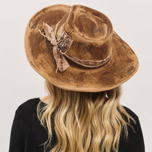 Load image into Gallery viewer, Rustic Cowgirl Feather and Band Fedora Hat