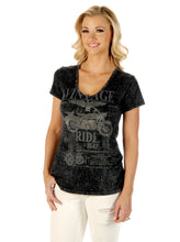 Load image into Gallery viewer, Liberty Wear Vintage Ride Rounded V-Neck Top - Grey
