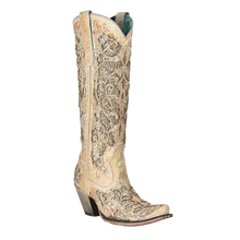Load image into Gallery viewer, Glitter Inlay Distressed Tall Boots - Beige