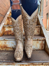 Load image into Gallery viewer, Corral A4345 Glitter Inlay Distressed Tall Boots Beige