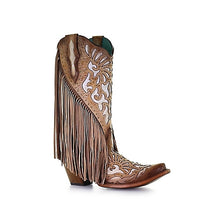 Load image into Gallery viewer, Studs Embroidery and Fringe Boots - Saddle Lamb
