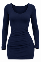 Load image into Gallery viewer, One-Size Scoop Neck Long Sleeve Thigh-Length Layering Top