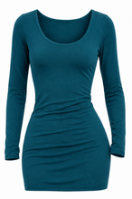Load image into Gallery viewer, One-Size Scoop Neck Long Sleeve Thigh-Length Layering Top