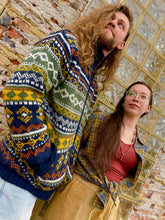 Load image into Gallery viewer, Komodo FAIR ISLE Fleece Lined Wool Jacket Navy Tailored West Canon City Colorado Springs Colorado