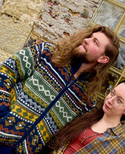 Load image into Gallery viewer, Komodo FAIR ISLE Fleece Lined Wool Jacket Navy Tailored West Canon City Colorado Springs Colorado