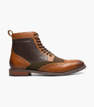Load image into Gallery viewer, Finnegan Wingtip Lace Up Boot - Olive Multi