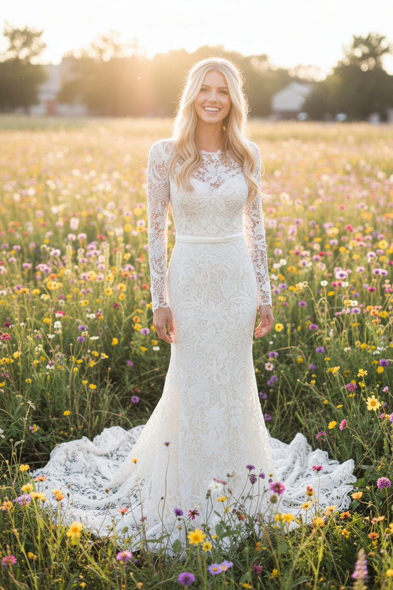 Flora Light Cream Lace Wedding Dress – Tailored West Fashion Boutique
