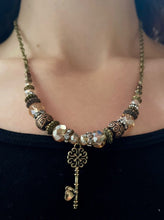 Load image into Gallery viewer, Tailored West Jewelry Gold Rush Collection Necklaces handmade in America USA 19 inch bead and chain necklace with key pendant