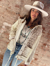 Load image into Gallery viewer, Tailored West Cream and Beige Hooded Button-Front Oversize Jacket 
