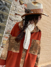 Load image into Gallery viewer, Clamaity Jane Button Front Shacket Top - Rust, Camel and Brown