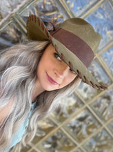 Load image into Gallery viewer, Tailored West Custom Dressed-up Zella Bailey Hat with Feathers and Leather Band and Stitching
