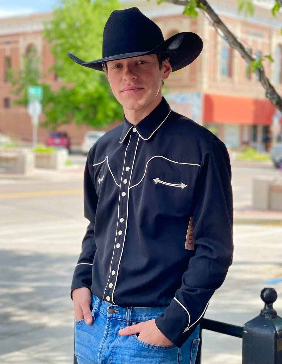 Men's Western Shirt with Contrast Piping