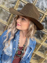 Load image into Gallery viewer, Tailored West Wallen  unisex Western-Style Hat Dark Warm Olive Green