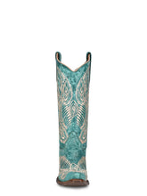 Load image into Gallery viewer, White Feather Embroidery Turquoise Boot