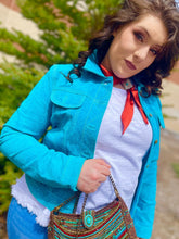 Load image into Gallery viewer, Scully Leather Suede Jean Jacket - Turquoise