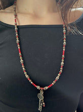 Load image into Gallery viewer, Made by Tailored West Jewelry Red Rocks Collection Necklaces Handmade Made in America USA Coral beads with copper and brass accents and 2 keys pendant