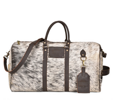 Load image into Gallery viewer, Hair on Cowhide Duffle Bag - Brown and Tan