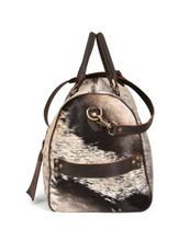 Load image into Gallery viewer, Hair on Cowhide Duffle Bag - Brown and Tan