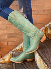 Load image into Gallery viewer, Sierra Boots - Dusty Turquoise Black Star boots
