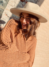 Load image into Gallery viewer, Tailored West Tan Tied Up Wide Brim Hat