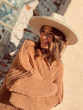 Load image into Gallery viewer, Tailored West Tan Tied Up Wide Brim Hat