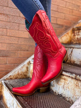 Load image into Gallery viewer, Corral Z5073 Red Boots with Matching Stitch Pattern and Inlay Tailored West Canon City Colorado Springs

