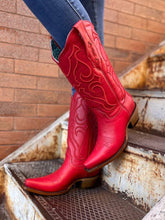 Load image into Gallery viewer, Corral Z5073 Red Boots with Matching Stitch Pattern and Inlay Tailored West Canon City Colorado Springs
