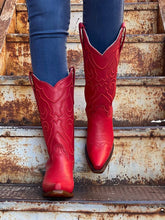 Load image into Gallery viewer, Corral Z5073 Red Boots with Matching Stitch Pattern and Inlay Tailored West Canon City Colorado Springs