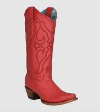 Load image into Gallery viewer, Red Boots with Matching Stitch Pattern and Inlay