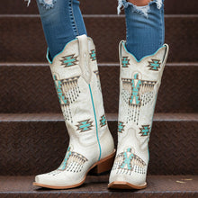Load image into Gallery viewer, Eagle White - Turquoise Embroidered Boot