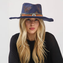 Load image into Gallery viewer, Distressed Fabric Band Cowgirl Fedora Hat