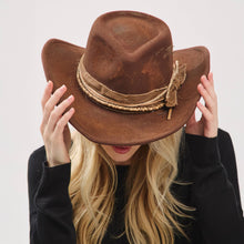 Load image into Gallery viewer, Distressed Fabric Band Rustic Cowgirl Fedora Hat