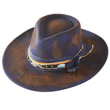 Load image into Gallery viewer, Distressed Fabric Multi Band Cowgirl Fedora Hat