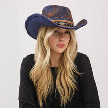 Load image into Gallery viewer, Distressed Fabric Multi Band Cowgirl Fedora Hat